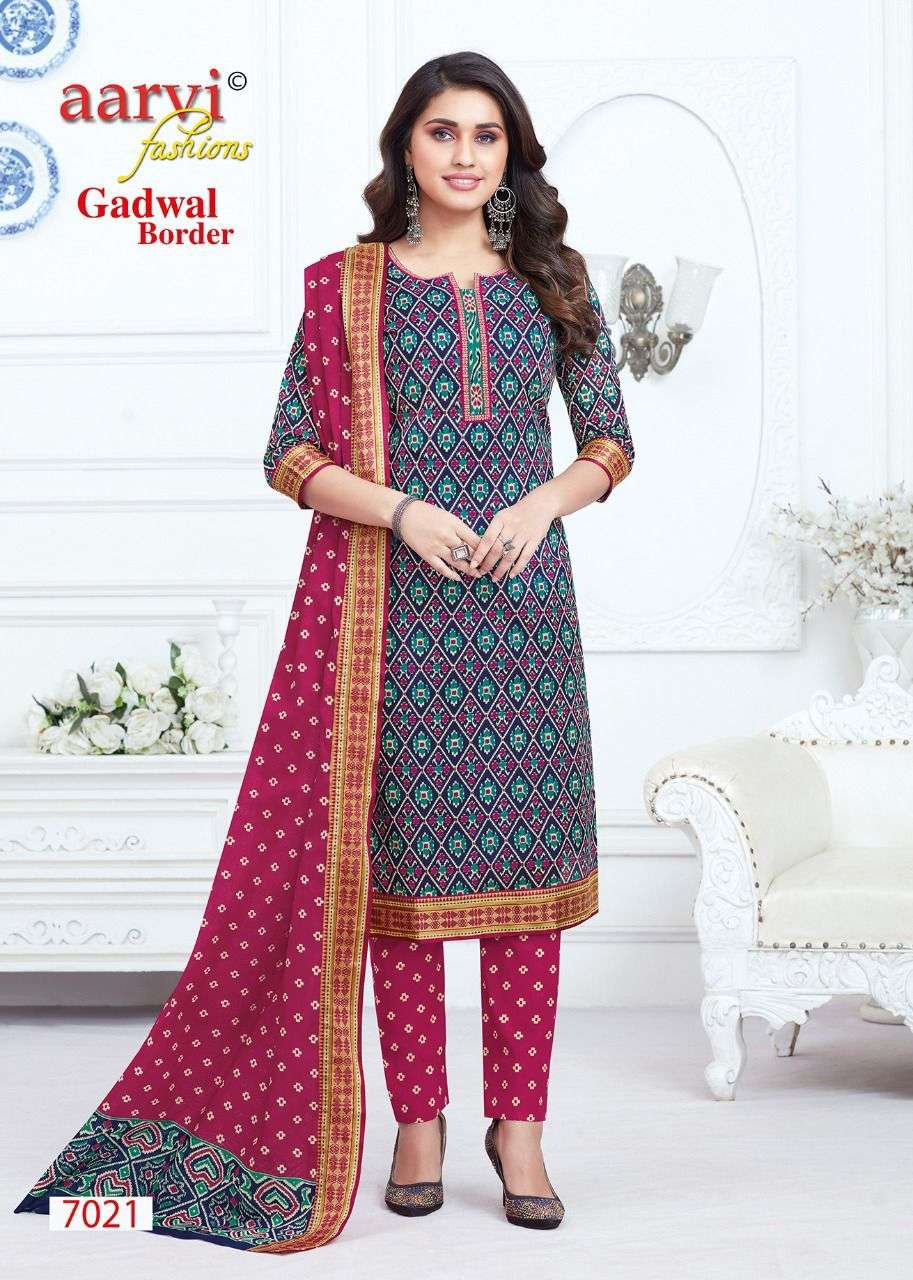 GADWAL BORDER VOL-7 BY AARVI FASHION 7012 TO 7023 SERIES BEAUTIFUL SUITS COLORFUL STYLISH FANCY CASUAL WEAR & ETHNIC WEAR FANCY DRESSES AT WHOLESALE PRICE