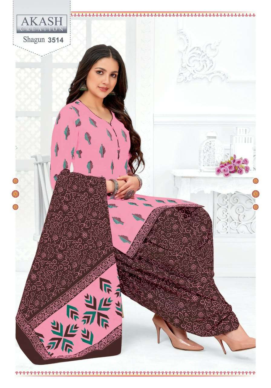 SHAGUN VOL-35 BY AKASH CREATION 3501 TO 3525 SERIES BEAUTIFUL SUITS COLORFUL STYLISH FANCY CASUAL WEAR & ETHNIC WEAR COTTON PRINT DRESSES AT WHOLESALE PRICE