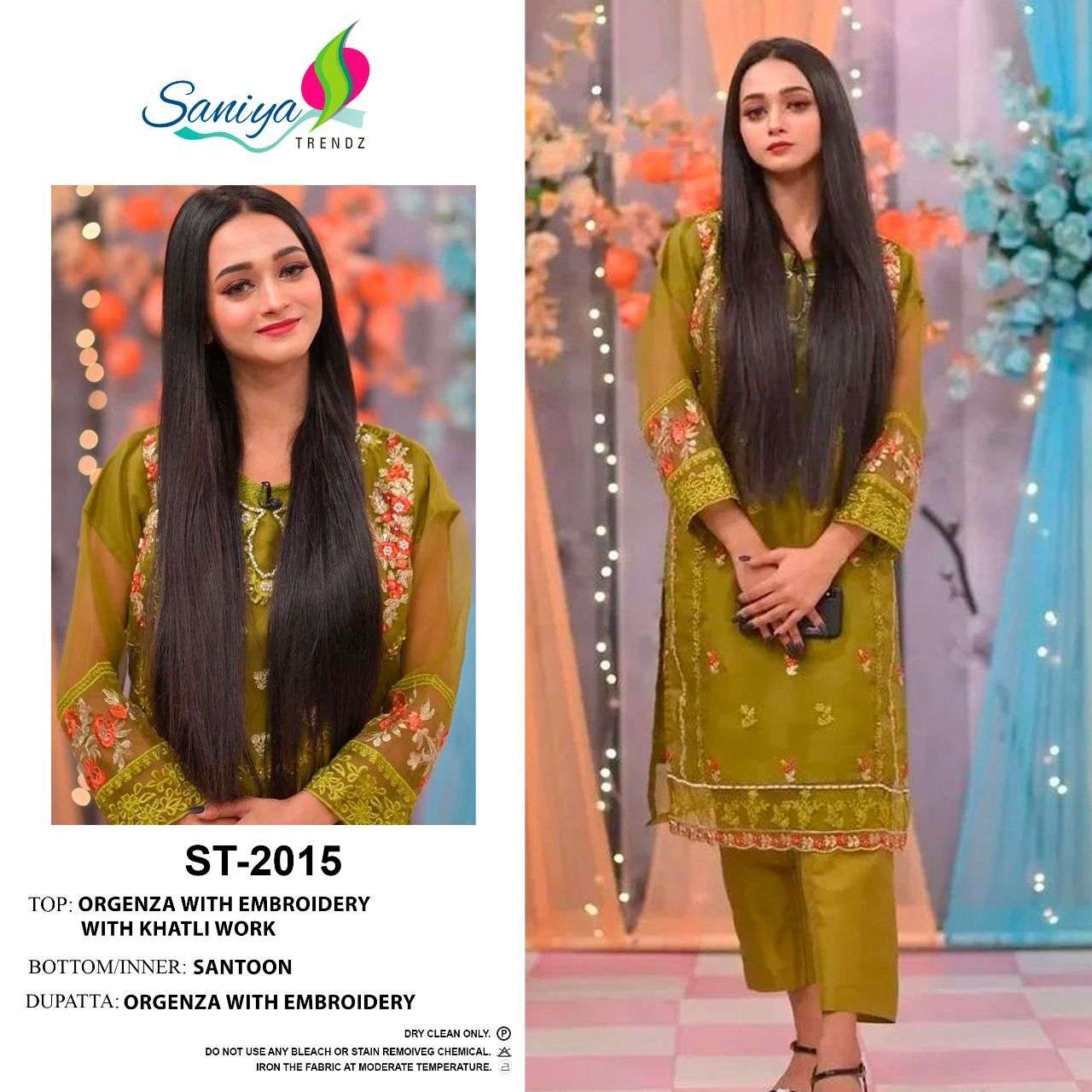 SANIYA TRENDZ HIT DESIGN 2015 BY SANIYA TRENDZ DESIGNER PAKISTANI SUITS COLLECTION BEAUTIFUL STYLISH COLORFUL FANCY PARTY WEAR & OCCASIONAL WEAR ORGANZA DRESSES AT WHOLESALE PRICE