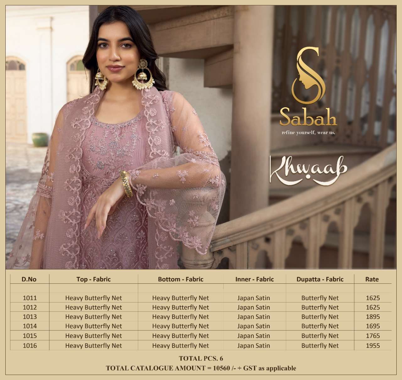 Khwaab By Sabah 1011 To 1016 Series Beautiful Stylish Suits Fancy Colorful Casual Wear & Ethnic Wear & Ready To Wear Heavy Net Dresses At Wholesale Price