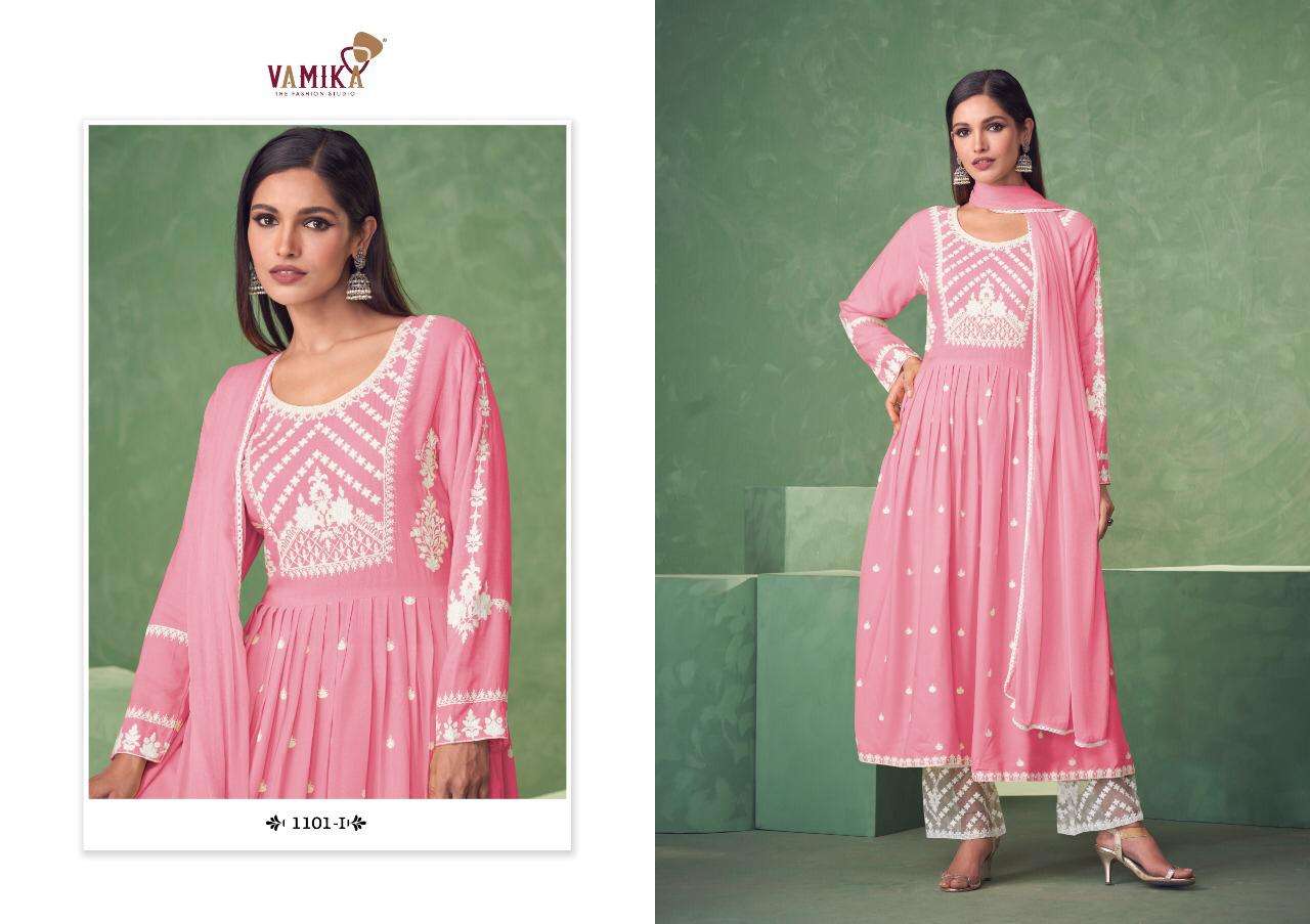 Aadhira Gold By Vamika 1103-F To 1103-J Series Beautiful Suits Colorful Stylish Fancy Casual Wear & Ethnic Wear Viscose Rayon Dresses At Wholesale Price