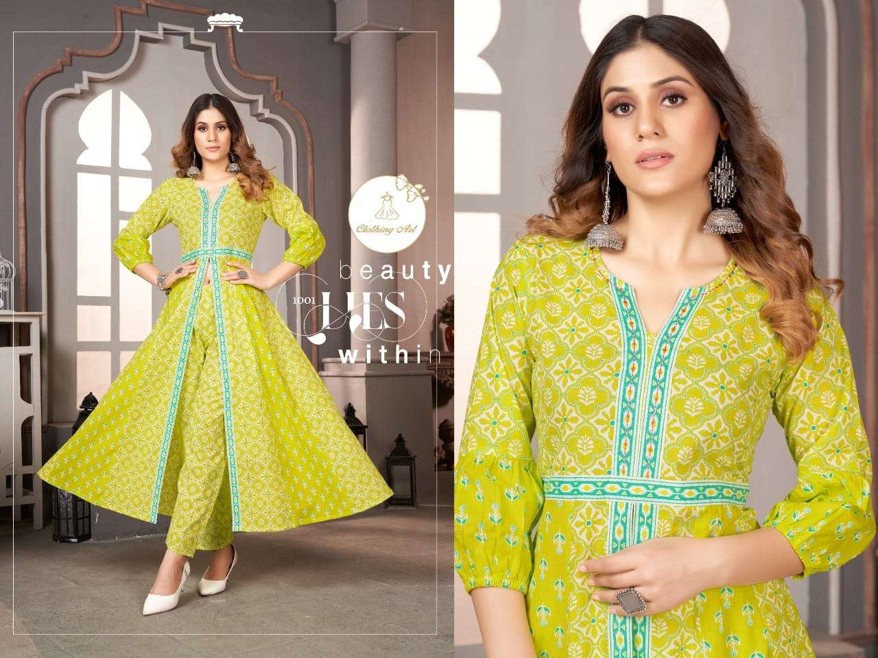 ANAMIKA BY CLOTHING ART 1001 TO 1004 SERIES DESIGNER STYLISH FANCY COLORFUL BEAUTIFUL PARTY WEAR & ETHNIC WEAR COLLECTION PURE COTTON KURTIS WITH BOTTOM AT WHOLESALE PRICE