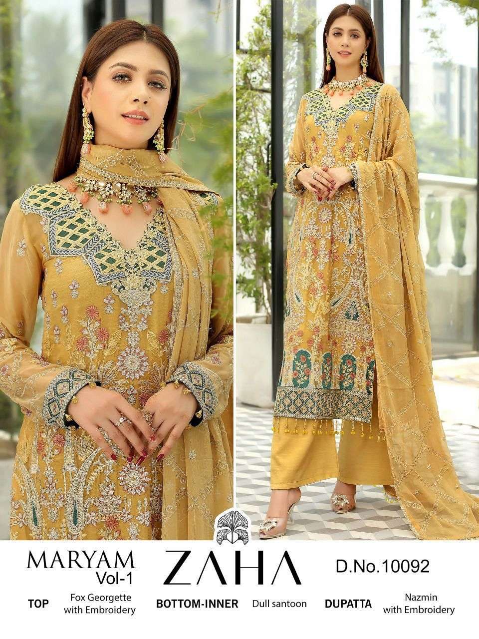 Zaha-10092 By Zaha Pakistani Suits Beautiful Fancy Colorful Stylish Party Wear & Occasional Wear Faux Georgette With Embroidery Dresses At Wholesale Price