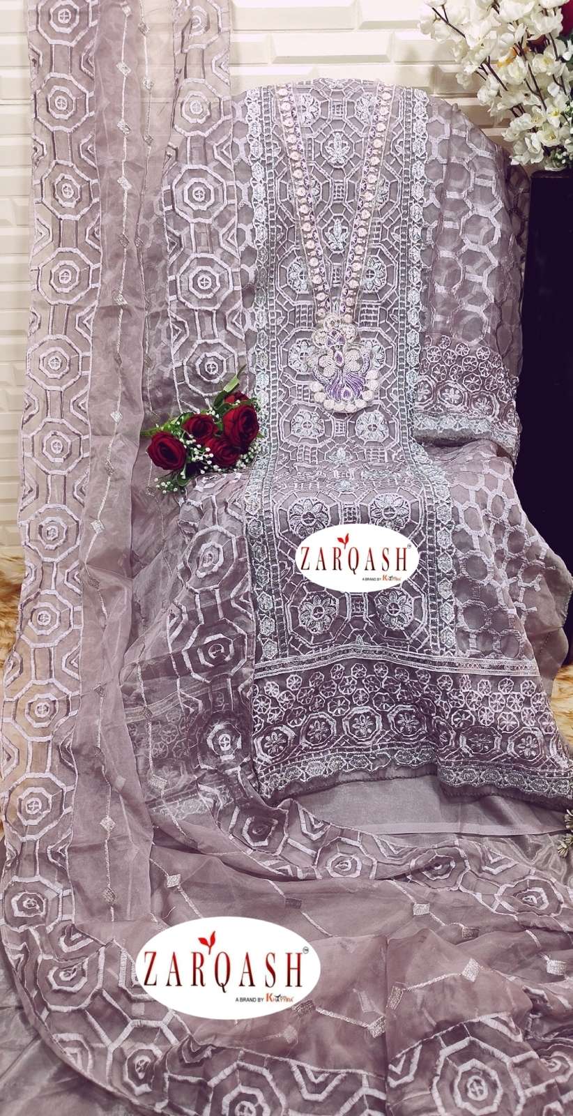 Zarqash Hit Design 3020 Colours By Zarqash 3020-A To 3020-C Series Designer Pakistani Suits Beautiful Fancy Colorful Stylish Party Wear & Occasional Wear Faux Georgette Dresses At Wholesale Price