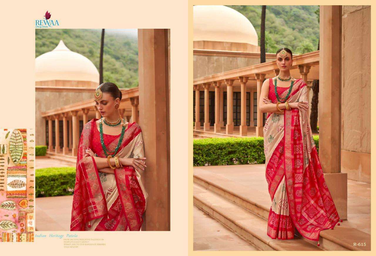 Muhurat By Rewaa 615 To 623 Series Indian Traditional Wear Collection Beautiful Stylish Fancy Colorful Party Wear & Occasional Wear Pure Silk Sarees At Wholesale Price