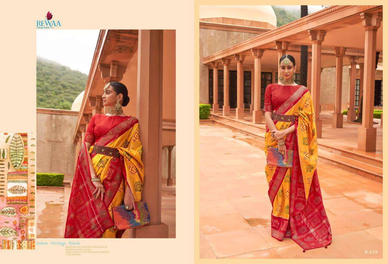 Muhurat By Rewaa 615 To 623 Series Indian Traditional Wear Collection Beautiful Stylish Fancy Colorful Party Wear & Occasional Wear Pure Silk Sarees At Wholesale Price