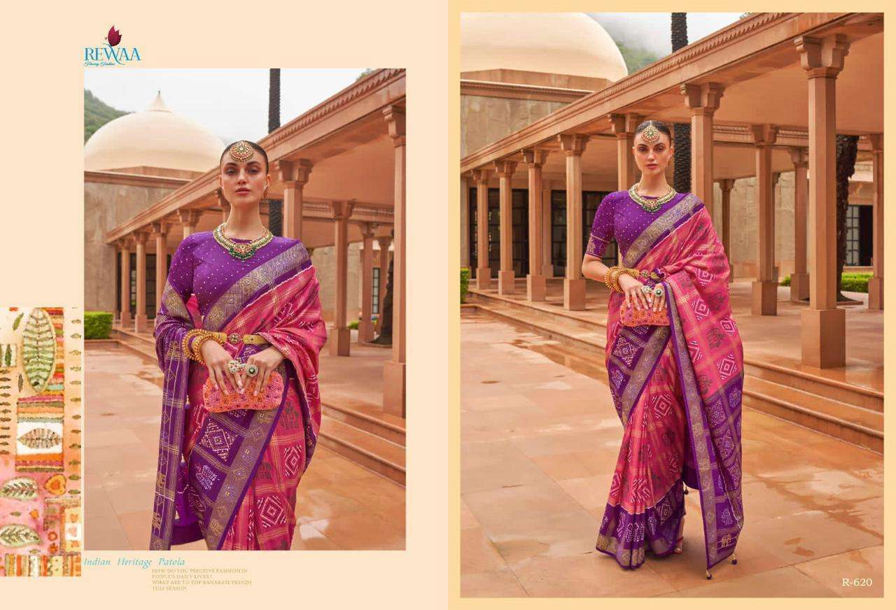 Muhurat By Rewaa 615 To 623 Series Indian Traditional Wear Collection Beautiful Stylish Fancy Colorful Party Wear & Occasional Wear Pure Silk Sarees At Wholesale Price