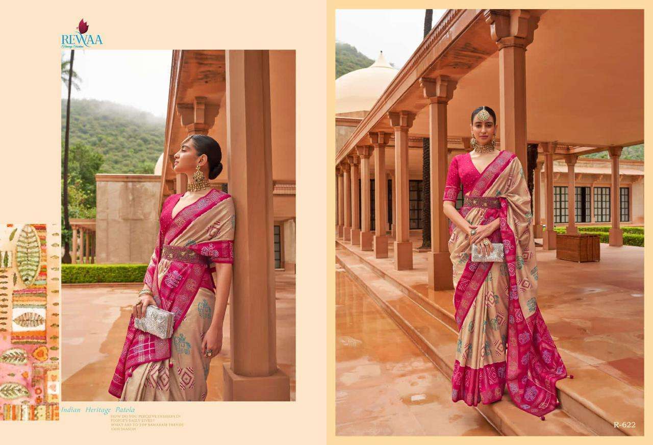 Muhurat By Rewaa 615 To 623 Series Indian Traditional Wear Collection Beautiful Stylish Fancy Colorful Party Wear & Occasional Wear Pure Silk Sarees At Wholesale Price