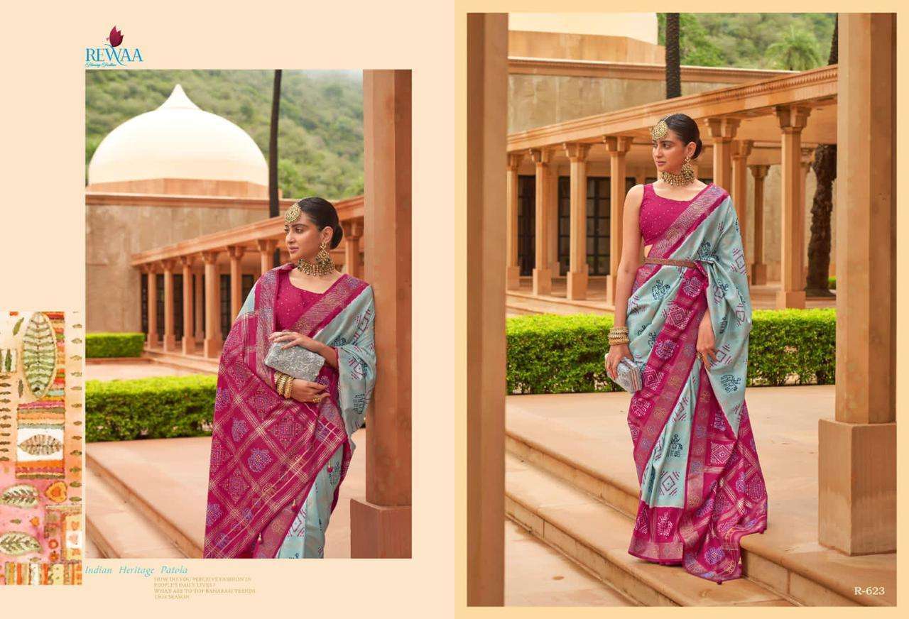 Muhurat By Rewaa 615 To 623 Series Indian Traditional Wear Collection Beautiful Stylish Fancy Colorful Party Wear & Occasional Wear Pure Silk Sarees At Wholesale Price