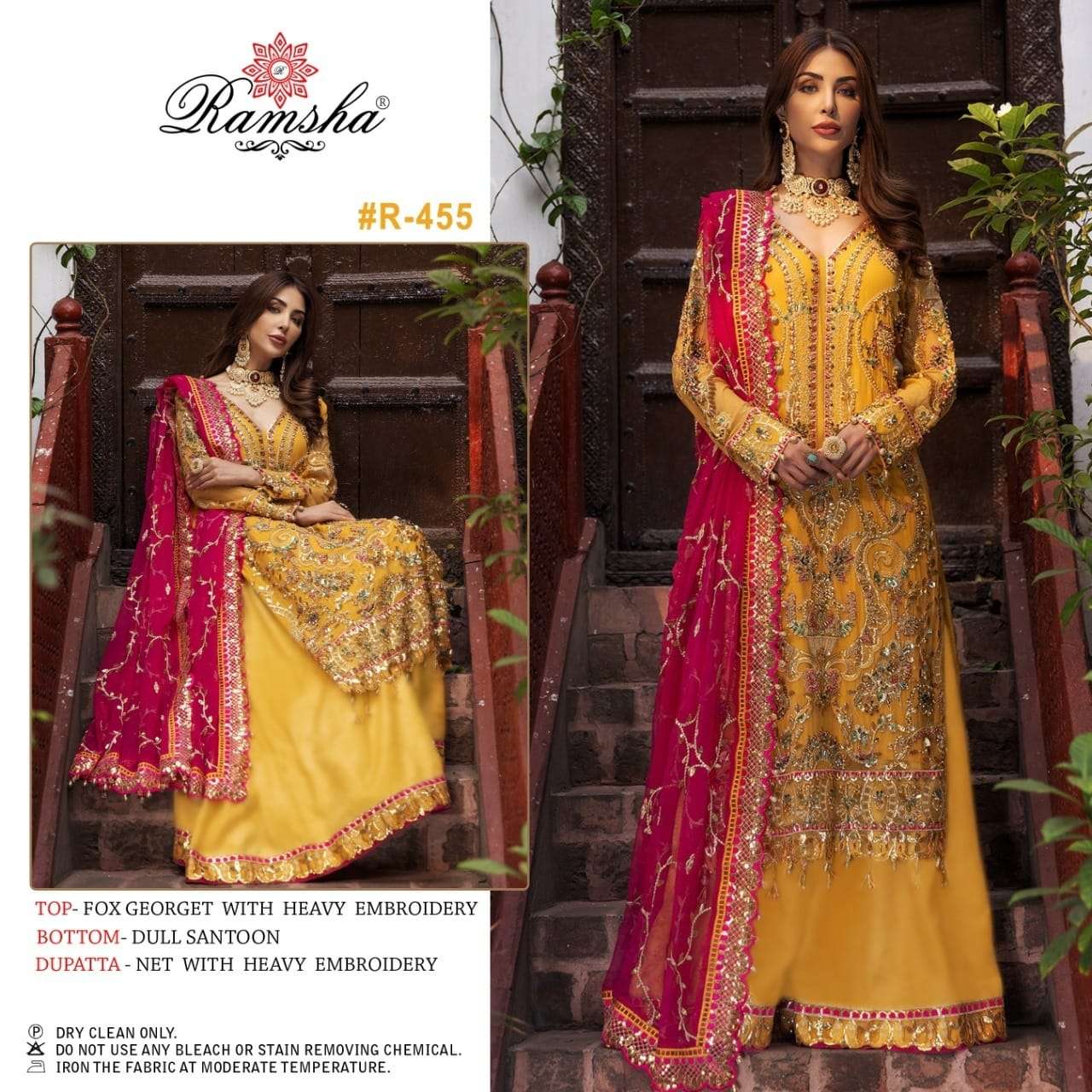 Ramsha Hit Design 455 By Ramsha Pakistani Suits Beautiful Fancy Colorful Stylish Party Wear & Occasional Wear Faux Georgette Embroidery Dresses At Wholesale Price