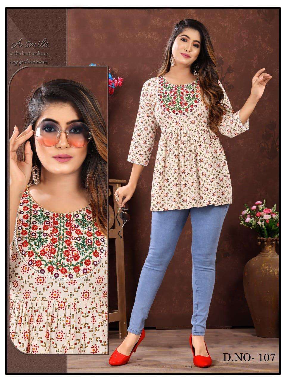 FLEX BY FF 101 TO 107 SERIES DESIGNER STYLISH FANCY COLORFUL BEAUTIFUL PARTY WEAR & ETHNIC WEAR COLLECTION COTTON TOPS AT WHOLESALE PRICE