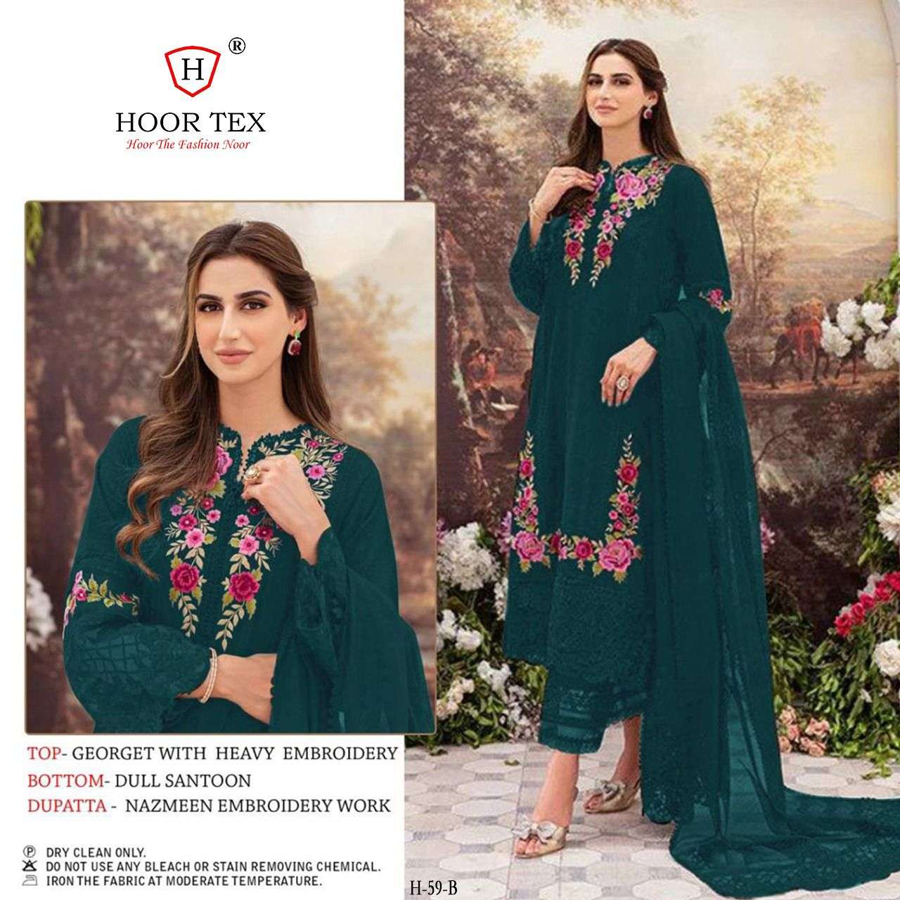 Hoor Tex Hit Design H-59 Colours By Hoor Tex H-59-A To H-59-E Series Pakistani Suits Beautiful Fancy Colorful Stylish Party Wear & Occasional Wear Faux Georgette Embroidery Dresses At Wholesale Price