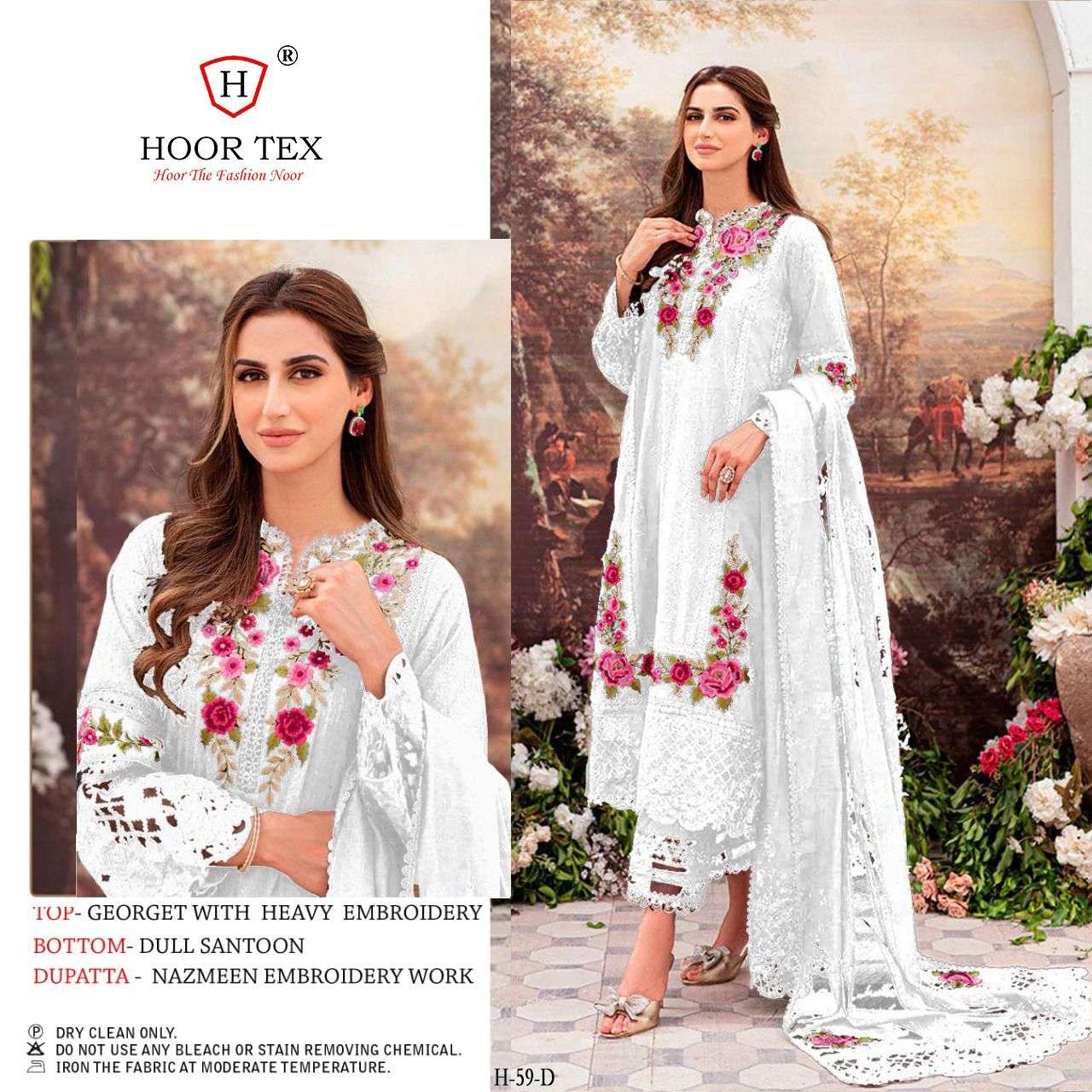 Hoor Tex Hit Design H-59 Colours By Hoor Tex H-59-A To H-59-E Series Pakistani Suits Beautiful Fancy Colorful Stylish Party Wear & Occasional Wear Faux Georgette Embroidery Dresses At Wholesale Price