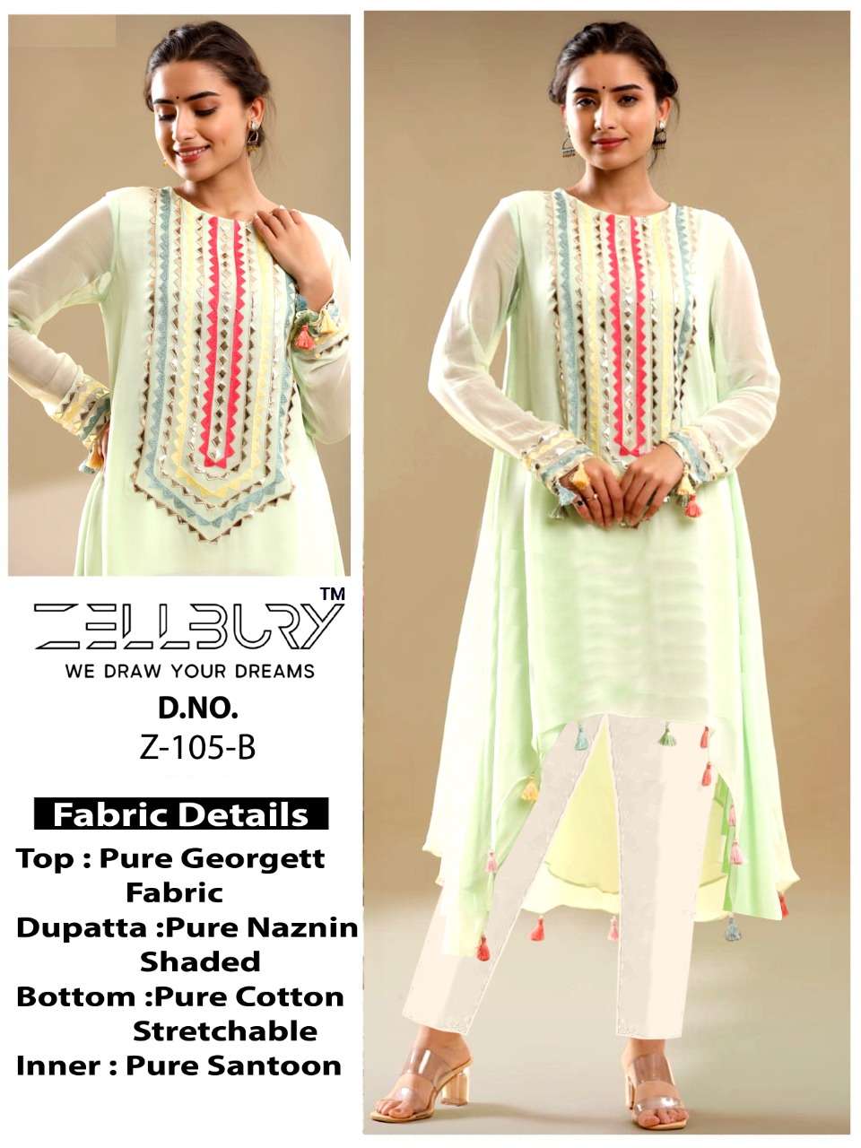 CELLBURY 105 COLOURS BY CELLBURY 105-A TO 105-E SERIES BEAUTIFUL PAKISTANI SUITS STYLISH COLORFUL FANCY CASUAL WEAR & ETHNIC WEAR PURE GEORGETTE EMBROIDERED DRESSES AT WHOLESALE PRICE