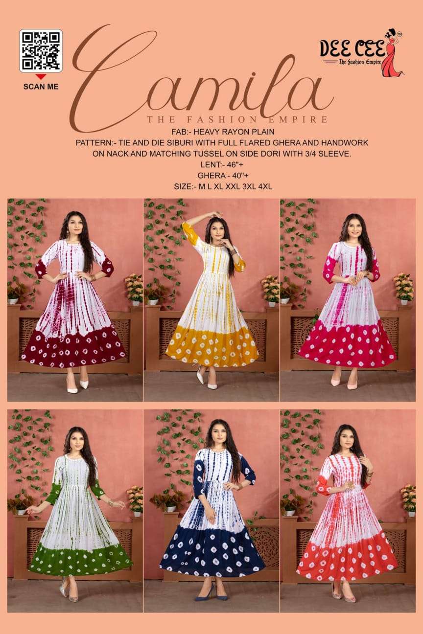 CAMILA BY DEE CEE 1001 TO 1006 SERIES BEAUTIFUL STYLISH FANCY COLORFUL CASUAL WEAR & ETHNIC WEAR HEAVY RAYON GOWNS AT WHOLESALE PRICE