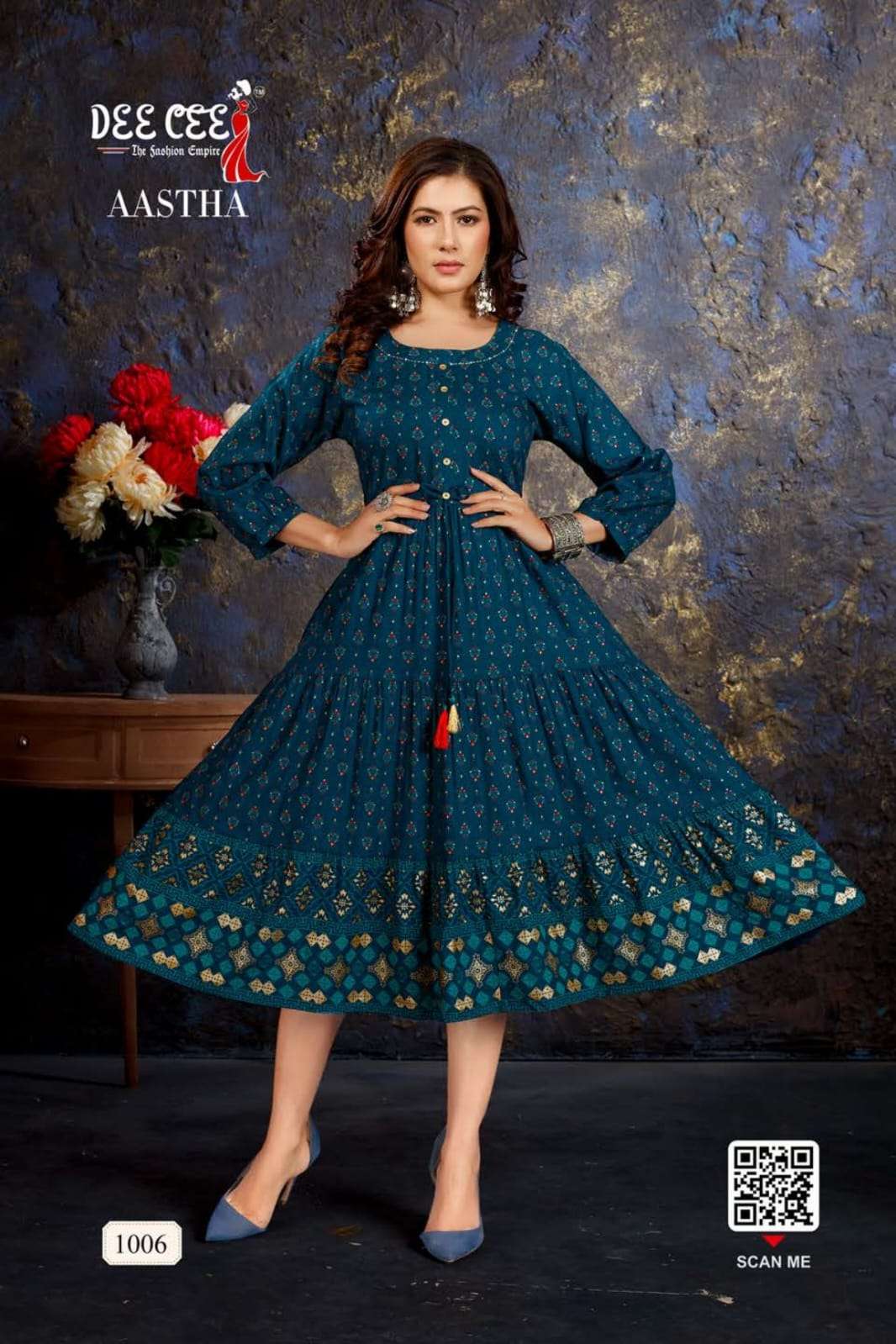 AASTHA BY DEE CEE 1001 TO 1008 SERIES DESIGNER STYLISH FANCY COLORFUL BEAUTIFUL PARTY WEAR & ETHNIC WEAR COLLECTION RAYON PRINT KURTIS AT WHOLESALE PRICE