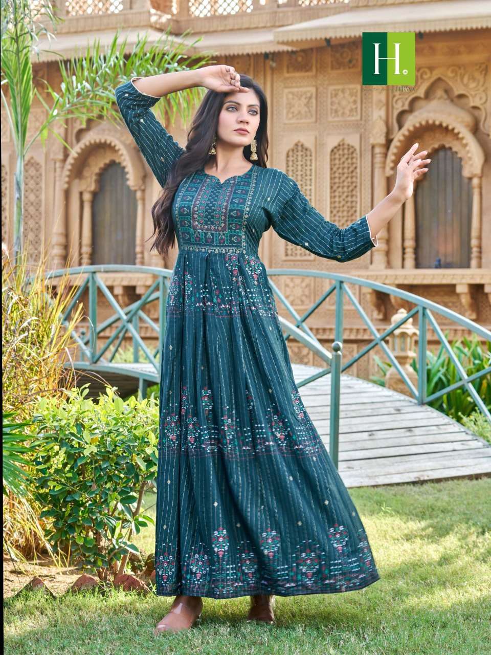 Saina By Hirwa 1001 To 1010 Series Beautiful Stylish Fancy Colorful Casual Wear & Ethnic Wear Heavy Rayon Gowns At Wholesale Price