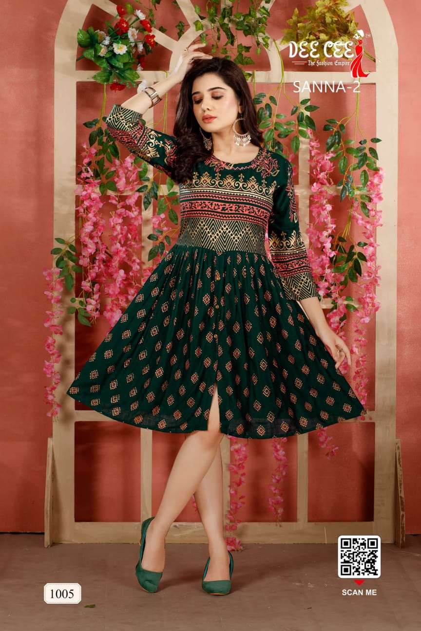 SANNA VOL-2 BY DEE CEE 1001 TO 1006 SERIES BEAUTIFUL STYLISH FANCY COLORFUL CASUAL WEAR & ETHNIC WEAR RAYON SLUB KURTIS AT WHOLESALE PRICE