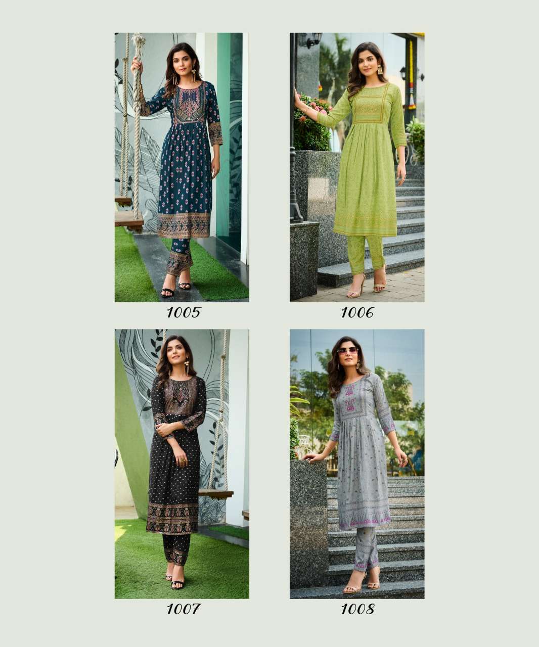 SAARVI VOL-1 BY RANGJYOT FASHION 1001 TO 1008 SERIES DESIGNER STYLISH FANCY COLORFUL BEAUTIFUL PARTY WEAR & ETHNIC WEAR COLLECTION RAYON KURTIS WITH BOTTOM AT WHOLESALE PRICE