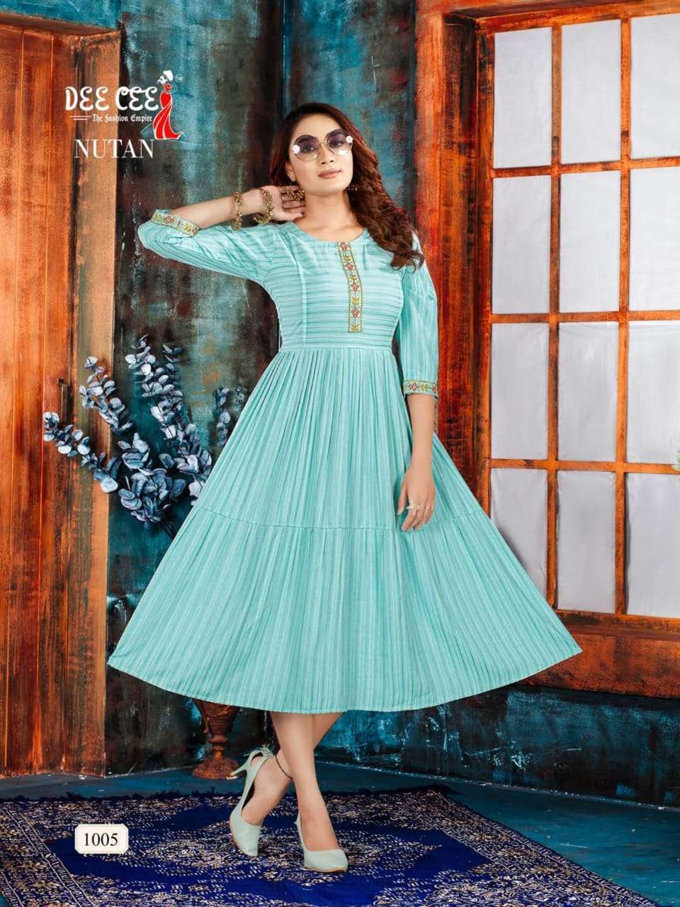 NUTAN BY DEE CEE 1001 TO 1006 SERIES DESIGNER STYLISH FANCY COLORFUL BEAUTIFUL PARTY WEAR & ETHNIC WEAR COLLECTION HEAVY RAYON KURTIS AT WHOLESALE PRICE