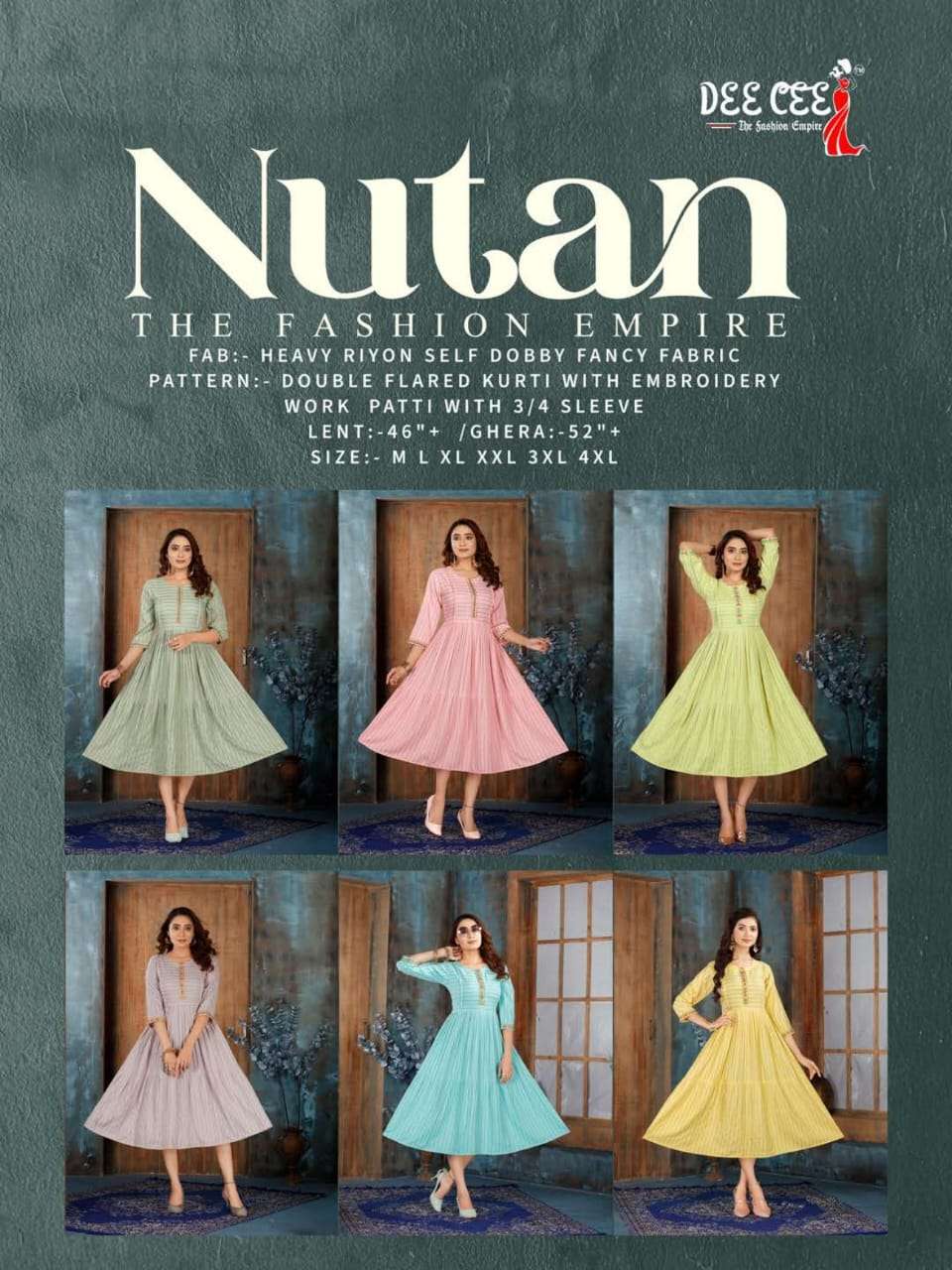 NUTAN BY DEE CEE 1001 TO 1006 SERIES DESIGNER STYLISH FANCY COLORFUL BEAUTIFUL PARTY WEAR & ETHNIC WEAR COLLECTION HEAVY RAYON KURTIS AT WHOLESALE PRICE