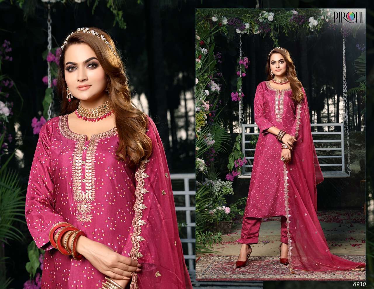 Bahara By Pirohi 6930 To 6933 Series Suits Beautiful Fancy Colorful Stylish Party Wear & Occasional Wear Pure Muslin Dresses At Wholesale Price
