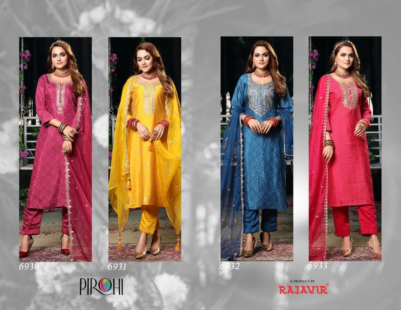 Bahara By Pirohi 6930 To 6933 Series Suits Beautiful Fancy Colorful Stylish Party Wear & Occasional Wear Pure Muslin Dresses At Wholesale Price
