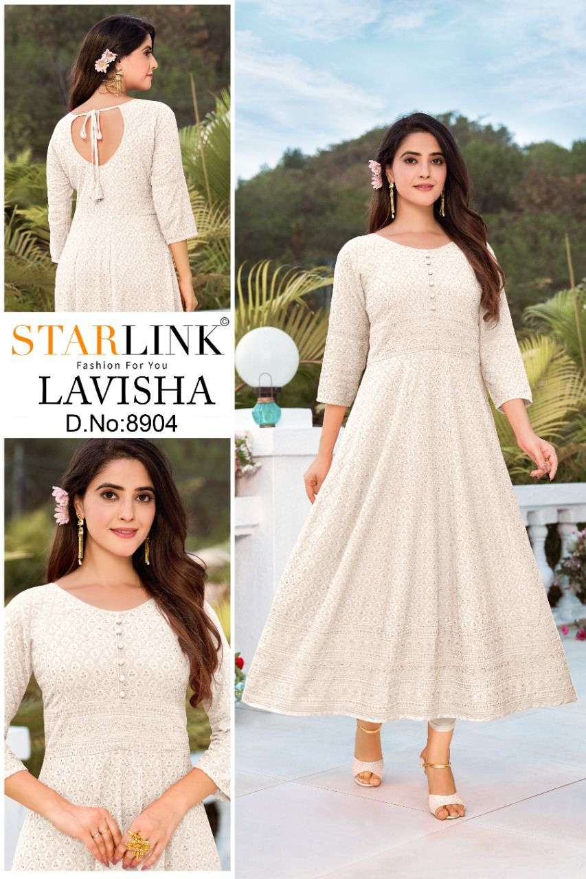 LAVISHA BY STARLINK BEAUTIFUL STYLISH FANCY COLORFUL CASUAL WEAR & ETHNIC WEAR FANCY GOWNS AT WHOLESALE PRICE