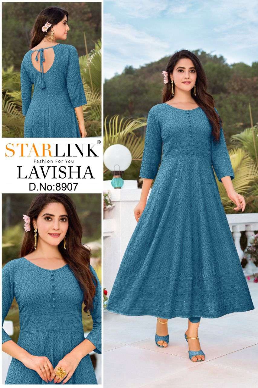 LAVISHA BY STARLINK BEAUTIFUL STYLISH FANCY COLORFUL CASUAL WEAR & ETHNIC WEAR FANCY GOWNS AT WHOLESALE PRICE