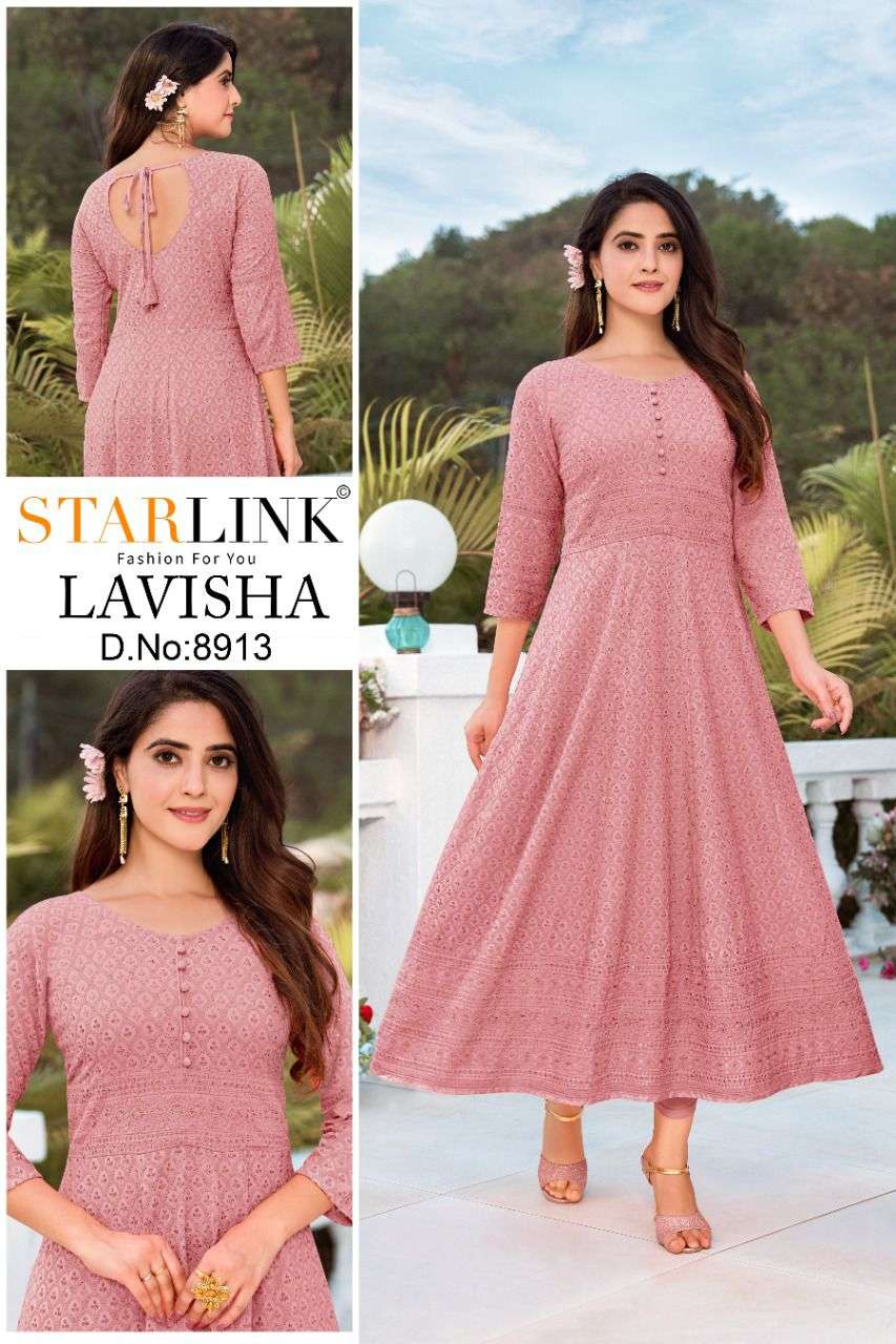 LAVISHA BY STARLINK BEAUTIFUL STYLISH FANCY COLORFUL CASUAL WEAR & ETHNIC WEAR FANCY GOWNS AT WHOLESALE PRICE