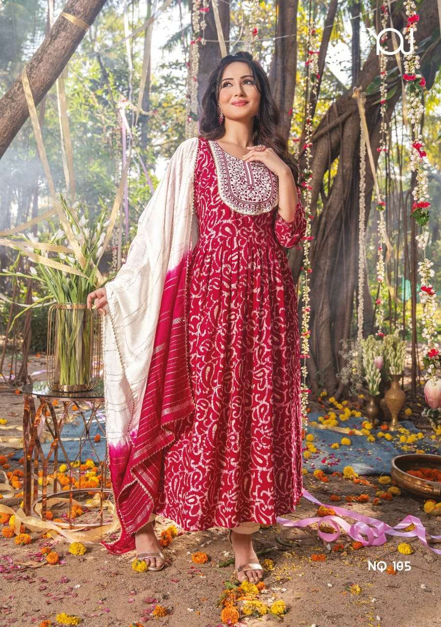 NAIRA QUEEN BY YOU 101 TO 108 SERIES SUITS BEAUTIFUL FANCY COLORFUL STYLISH PARTY WEAR & OCCASIONAL WEAR PURE VISCOSE RAYON DRESSES AT WHOLESALE PRICE