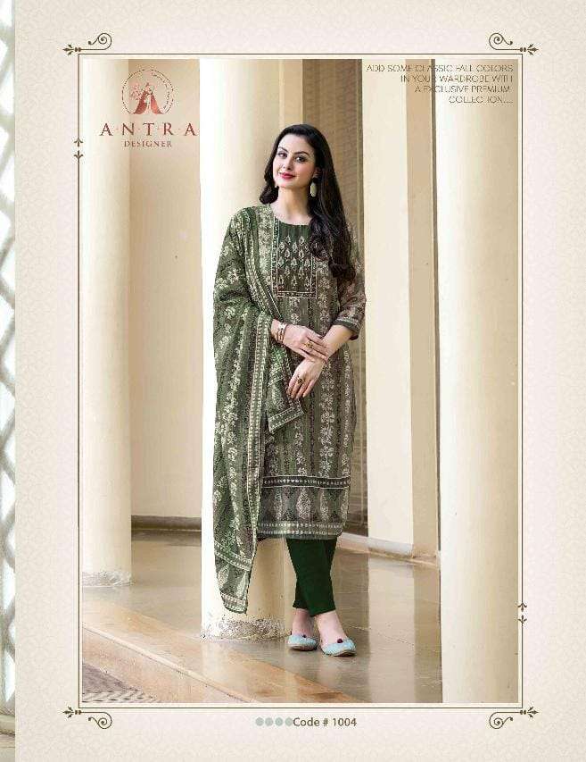 AARADHYA BY ANTRA 1001 TO 1006 SERIES SUITS BEAUTIFUL FANCY COLORFUL STYLISH PARTY WEAR & OCCASIONAL WEAR MUSLIN DRESSES AT WHOLESALE PRICE