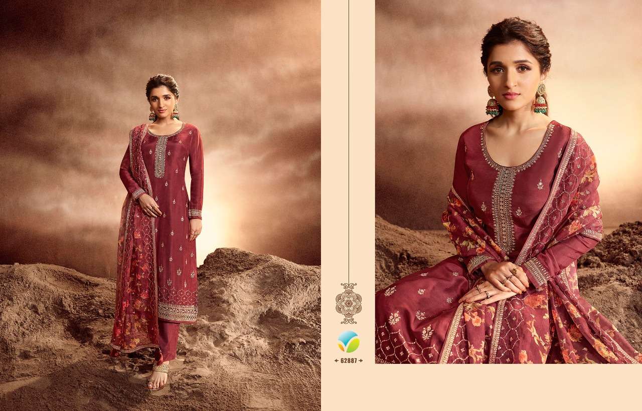 KASEESH AASHNA BY VINAY FASHION 62881 TO 62888 SERIES BEAUTIFUL SUITS COLORFUL STYLISH FANCY CASUAL WEAR & ETHNIC WEAR DOLA SILK EMBROIDERED DRESSES AT WHOLESALE PRICE