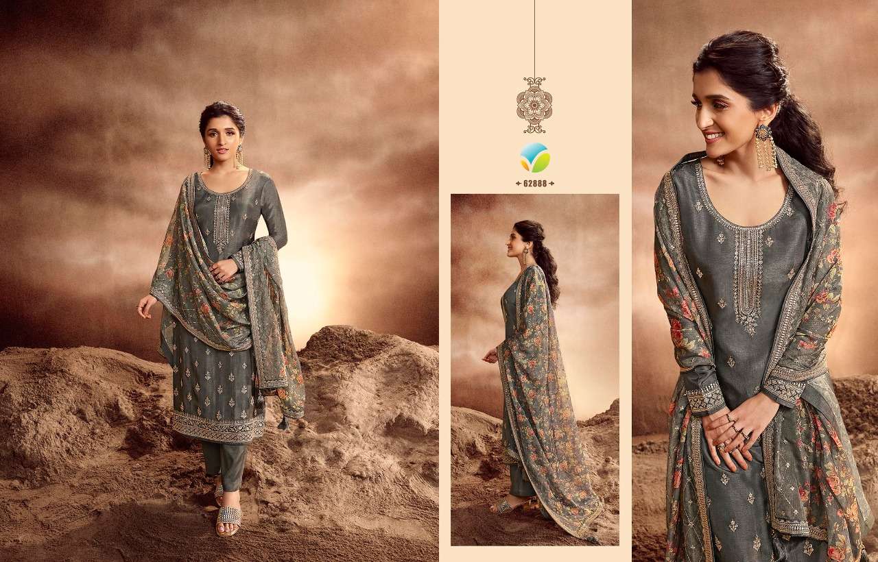 KASEESH AASHNA BY VINAY FASHION 62881 TO 62888 SERIES BEAUTIFUL SUITS COLORFUL STYLISH FANCY CASUAL WEAR & ETHNIC WEAR DOLA SILK EMBROIDERED DRESSES AT WHOLESALE PRICE