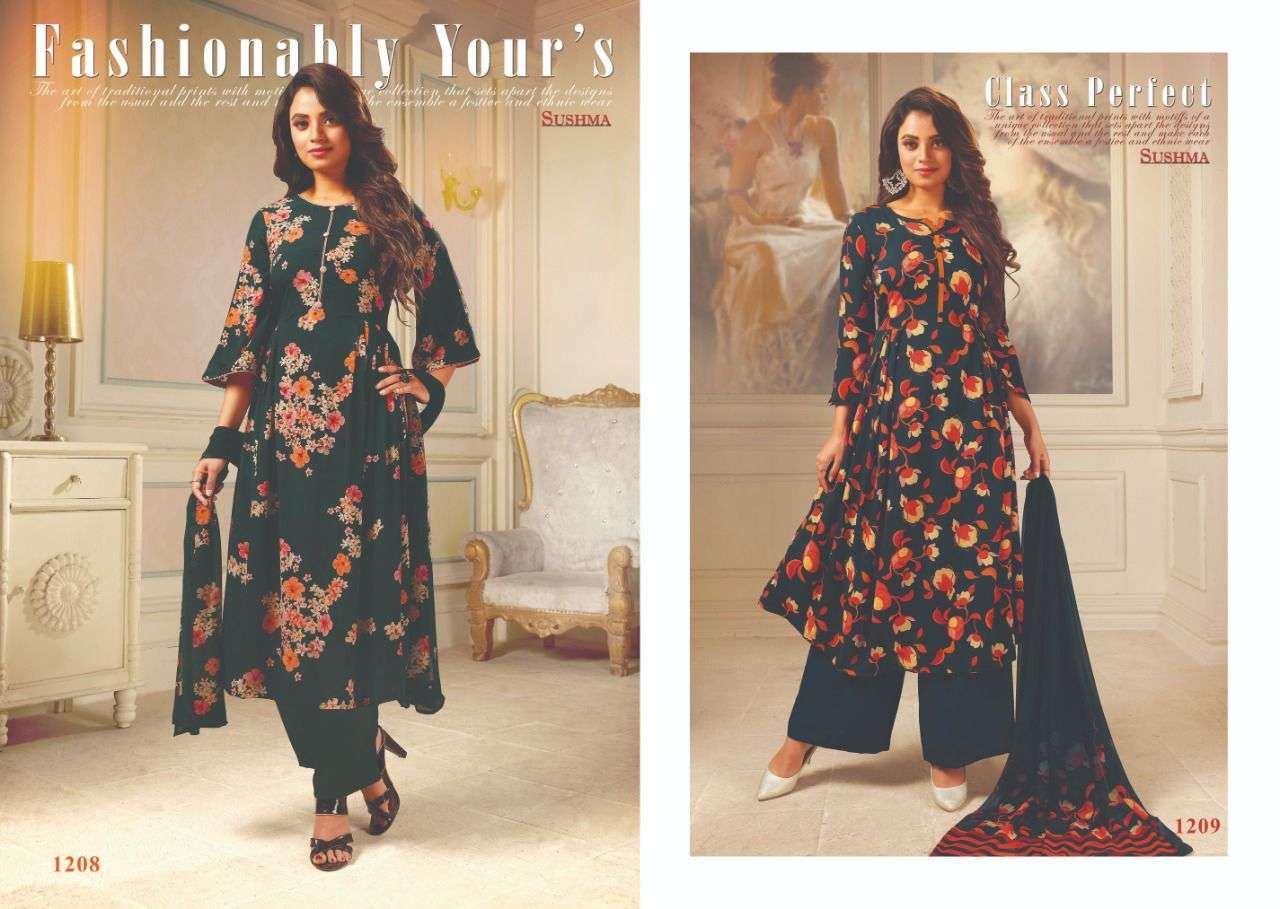 FASHION FOREVER VOL-2 BY SUSHMA 1208 TO 1212 SERIES BEAUTIFUL STYLISH PAKISATNI SUITS FANCY COLORFUL CASUAL WEAR & ETHNIC WEAR & READY TO WEAR FANCY DRESSES AT WHOLESALE PRICE