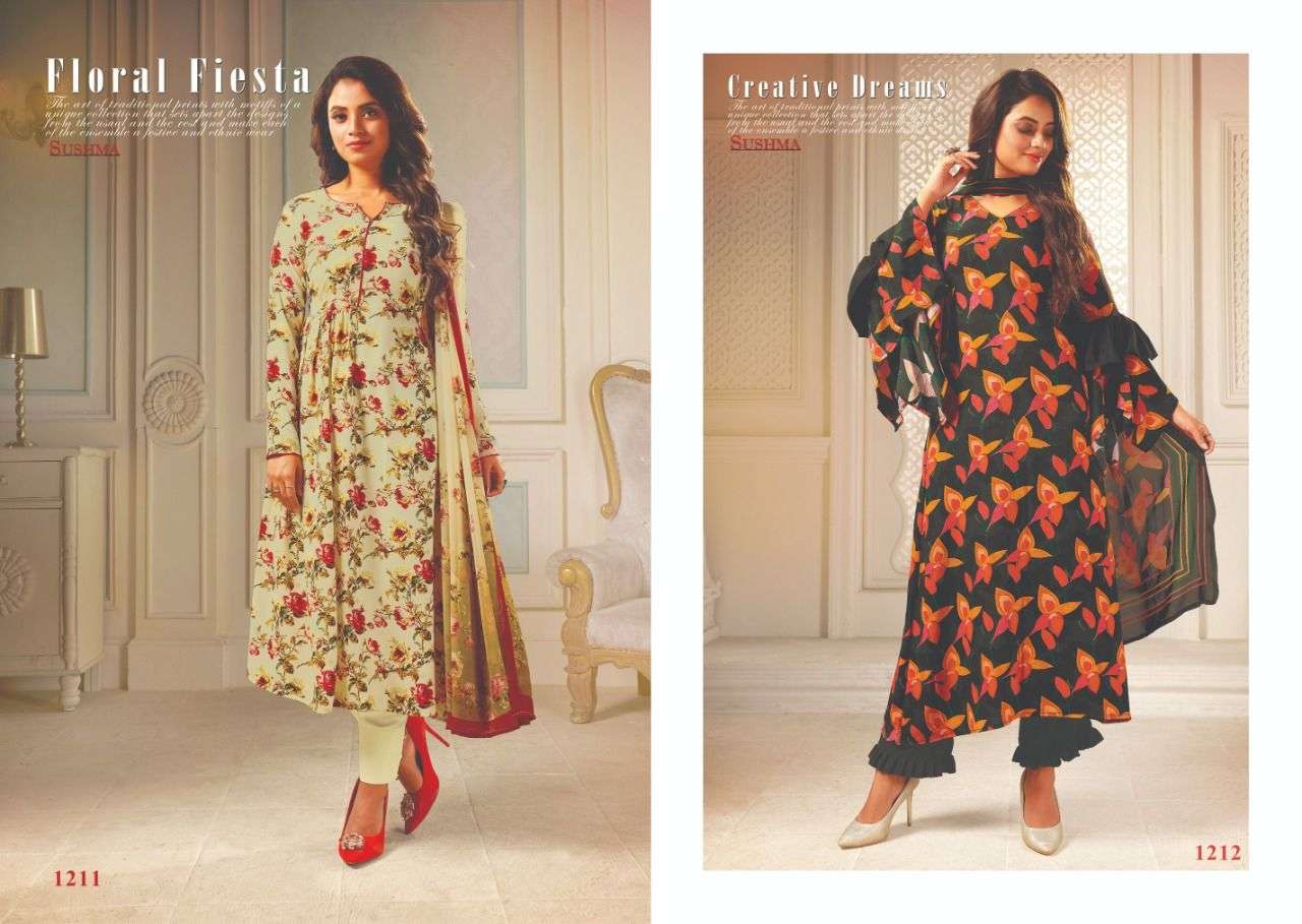 FASHION FOREVER VOL-2 BY SUSHMA 1208 TO 1212 SERIES BEAUTIFUL STYLISH PAKISATNI SUITS FANCY COLORFUL CASUAL WEAR & ETHNIC WEAR & READY TO WEAR FANCY DRESSES AT WHOLESALE PRICE