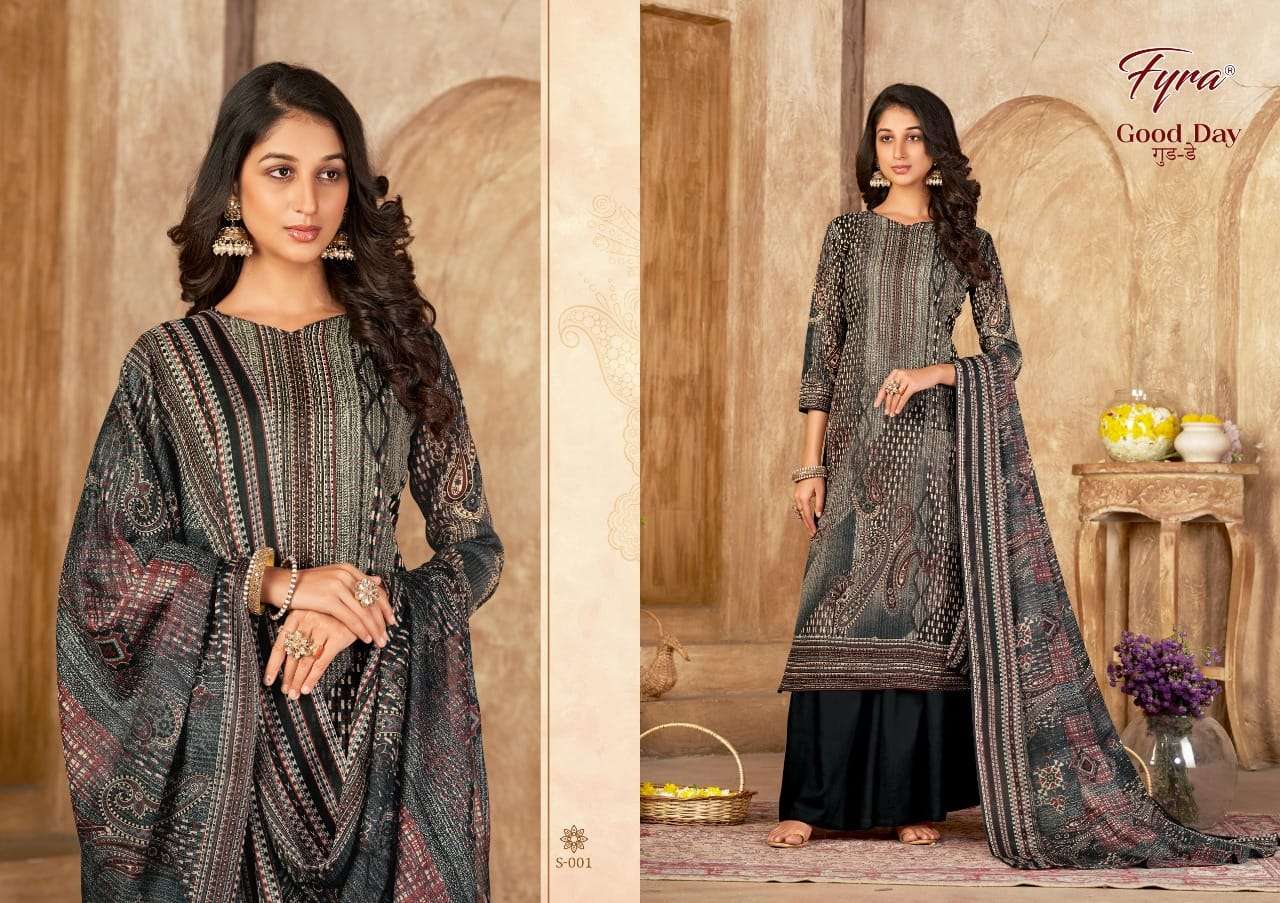 GOOD DAY BY FYRA 001 TO 010 SERIES BEAUTIFUL STYLISH SUITS FANCY COLORFUL CASUAL WEAR & ETHNIC WEAR & READY TO WEAR SOFT COTTON EMBRODIERED DRESSES AT WHOLESALE PRICE
