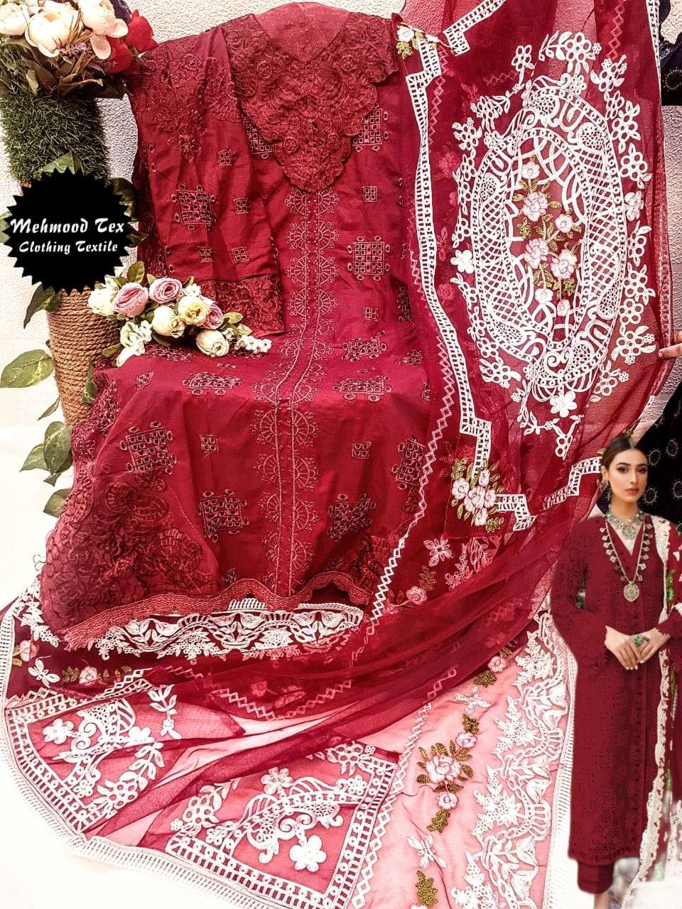 MEHMOOD HIT DESIGN M-09 COLOURS BY MEHMOOD TEX M-09 TO M-09-B SERIES DESIGNER PAKISTANI SUITS BEAUTIFUL FANCY COLORFUL STYLISH PARTY WEAR & OCCASIONAL WEAR COTTON EMBROIDERED DRESSES AT WHOLESALE PRICE