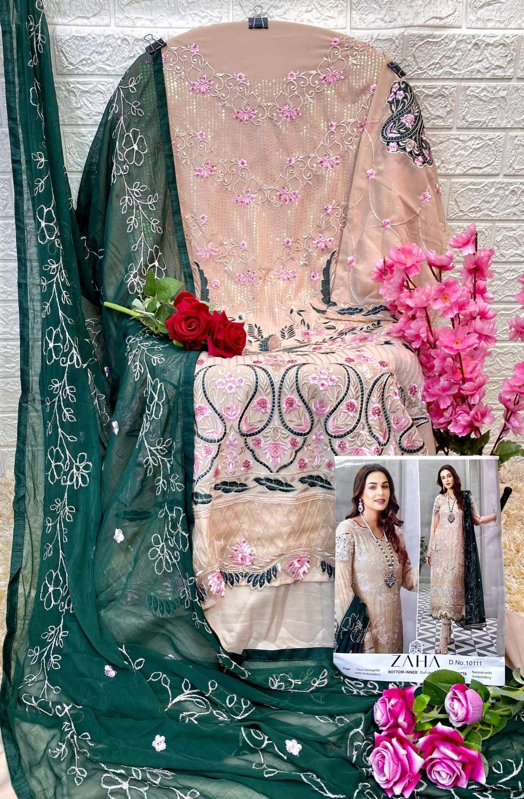 Zaha-10111 By Zaha Pakistani Suits Beautiful Fancy Colorful Stylish Party Wear & Occasional Wear Faux Georgette With Embroidery Dresses At Wholesale Price