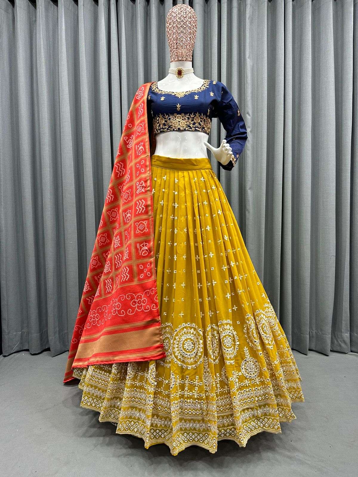 6384 BY FASHID WHOLESALE DESIGNER BEAUTIFUL FESTIVE COLLECTION OCCASIONAL WEAR & PARTY WEAR GEORGETTE LEHENGAS AT WHOLESALE PRICE
