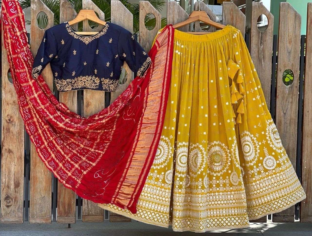 6384 BY FASHID WHOLESALE DESIGNER BEAUTIFUL FESTIVE COLLECTION OCCASIONAL WEAR & PARTY WEAR GEORGETTE LEHENGAS AT WHOLESALE PRICE