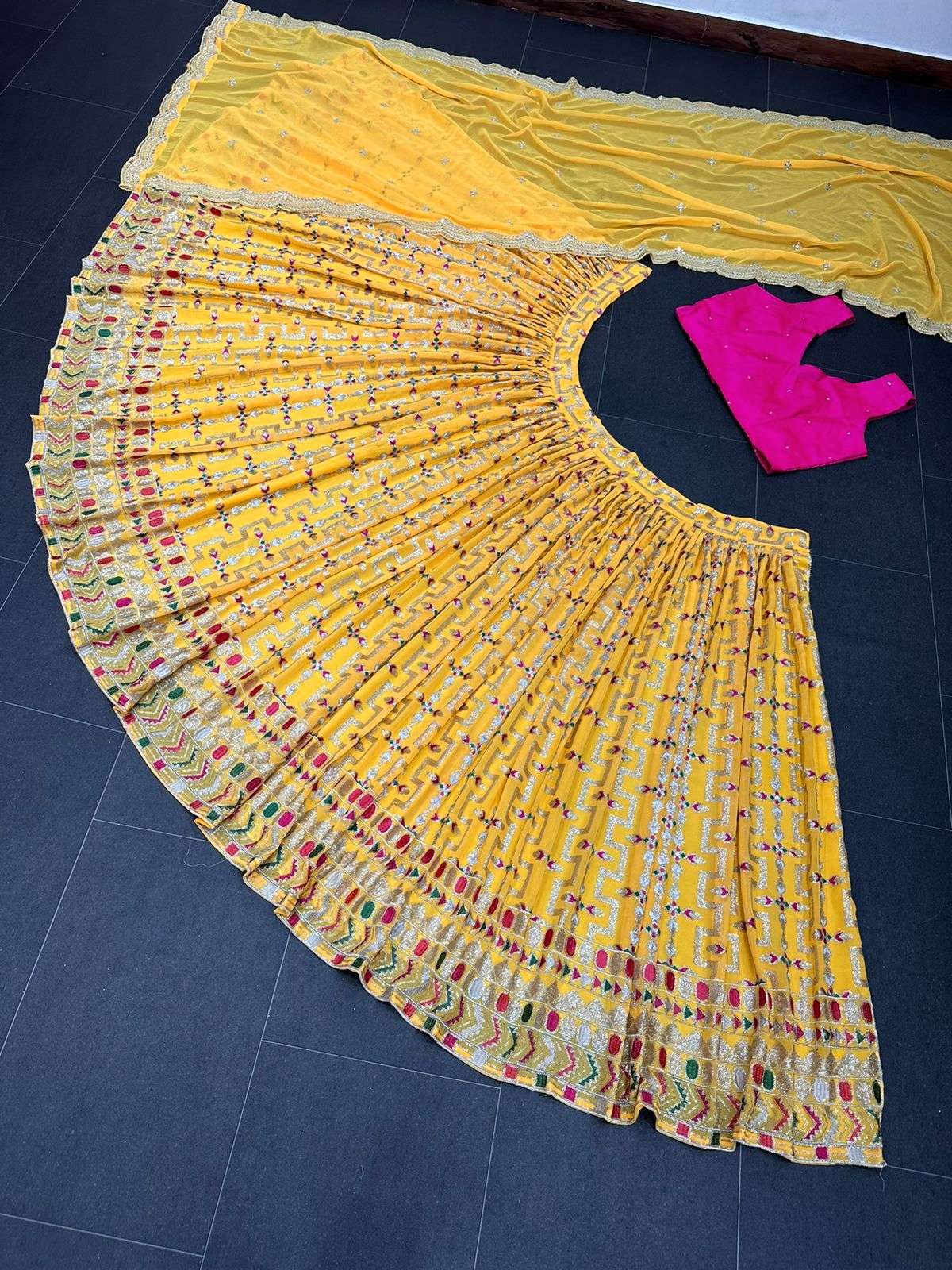 6386 By Fashid Wholesale Designer Beautiful Festive Collection Occasional Wear & Party Wear Faux Georgette Embroidered Lehengas At Wholesale Price