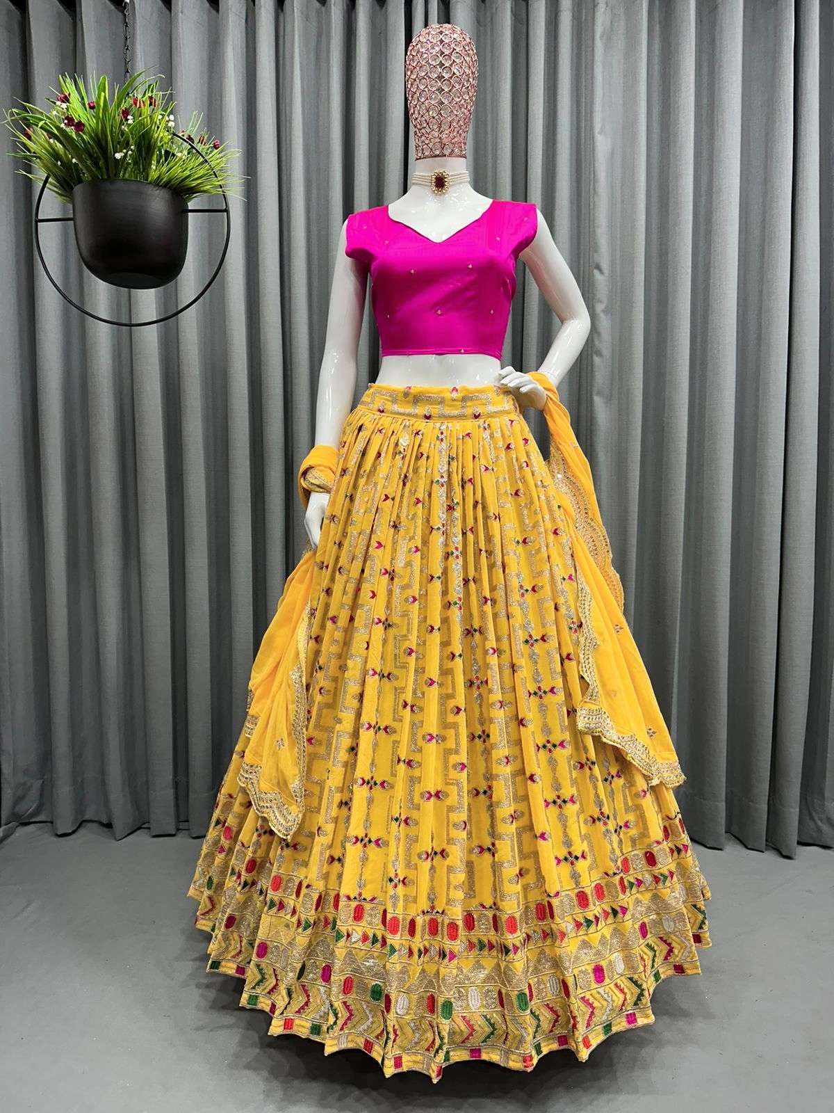 6386 By Fashid Wholesale Designer Beautiful Festive Collection Occasional Wear & Party Wear Faux Georgette Embroidered Lehengas At Wholesale Price