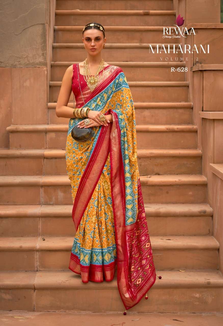Maharani Vol-2 By Rewaa 624 To 632 Series Indian Traditional Wear Collection Beautiful Stylish Fancy Colorful Party Wear & Occasional Wear Patola Silk Sarees At Wholesale Price