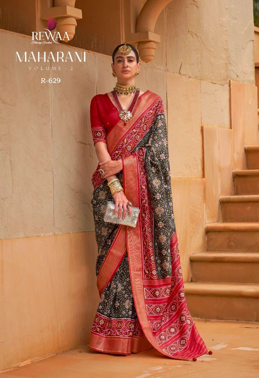 Maharani Vol-2 By Rewaa 624 To 632 Series Indian Traditional Wear Collection Beautiful Stylish Fancy Colorful Party Wear & Occasional Wear Patola Silk Sarees At Wholesale Price