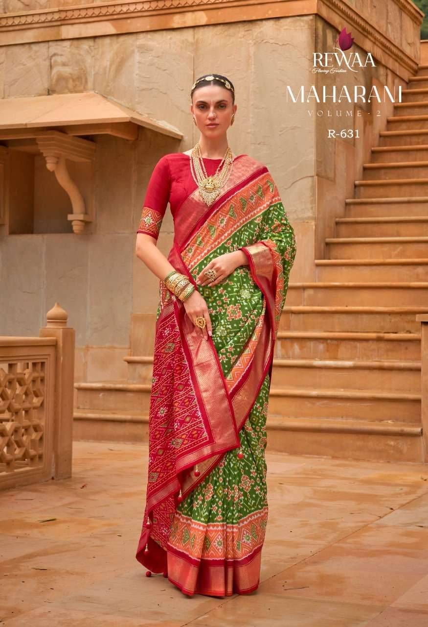 Maharani Vol-2 By Rewaa 624 To 632 Series Indian Traditional Wear Collection Beautiful Stylish Fancy Colorful Party Wear & Occasional Wear Patola Silk Sarees At Wholesale Price