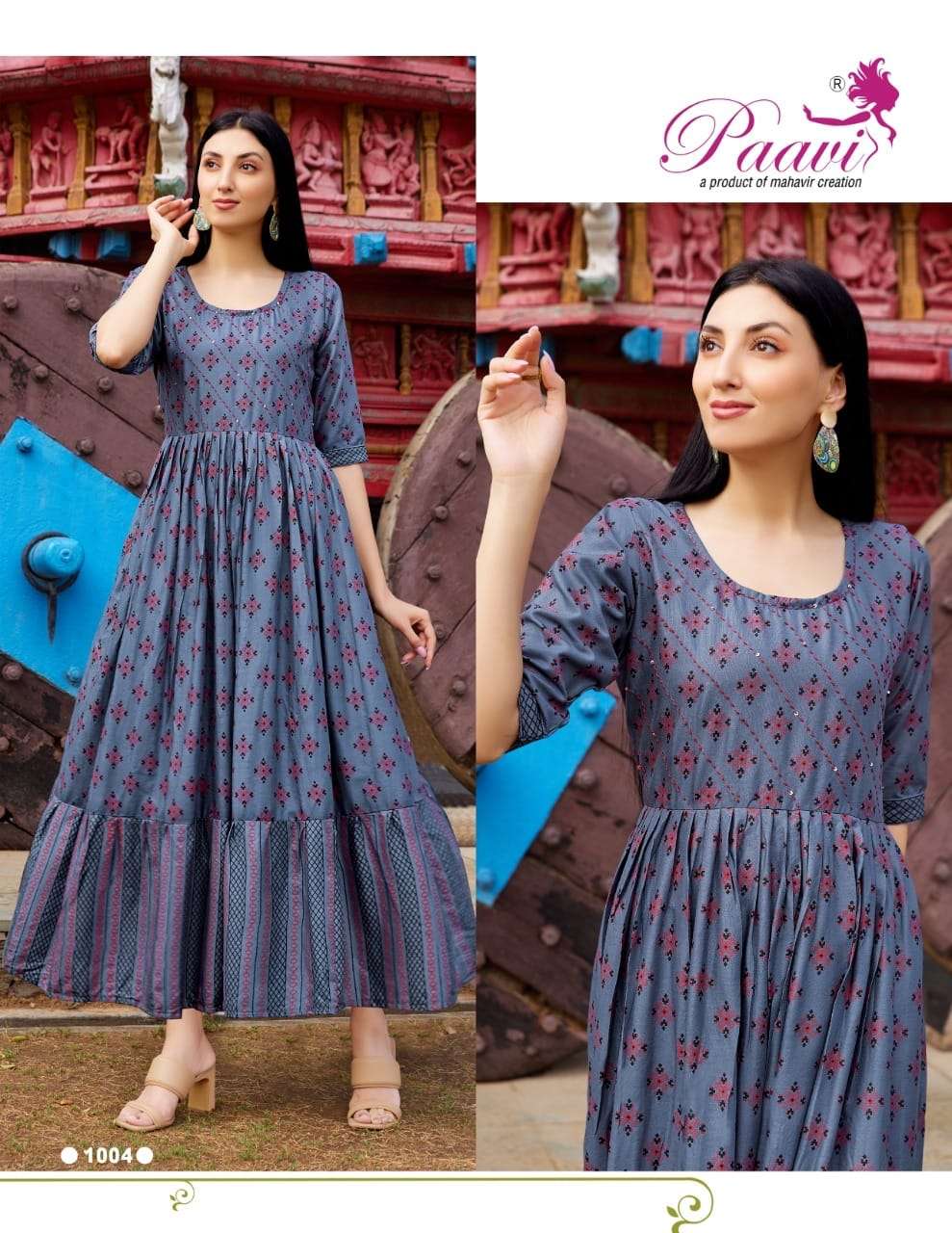 AARADHYA VOL-1 BY PAAVI 1001 TO 1010 SERIES BEAUTIFUL STYLISH FANCY COLORFUL CASUAL WEAR & ETHNIC WEAR HEAVY RAYON GOWNS AT WHOLESALE PRICE