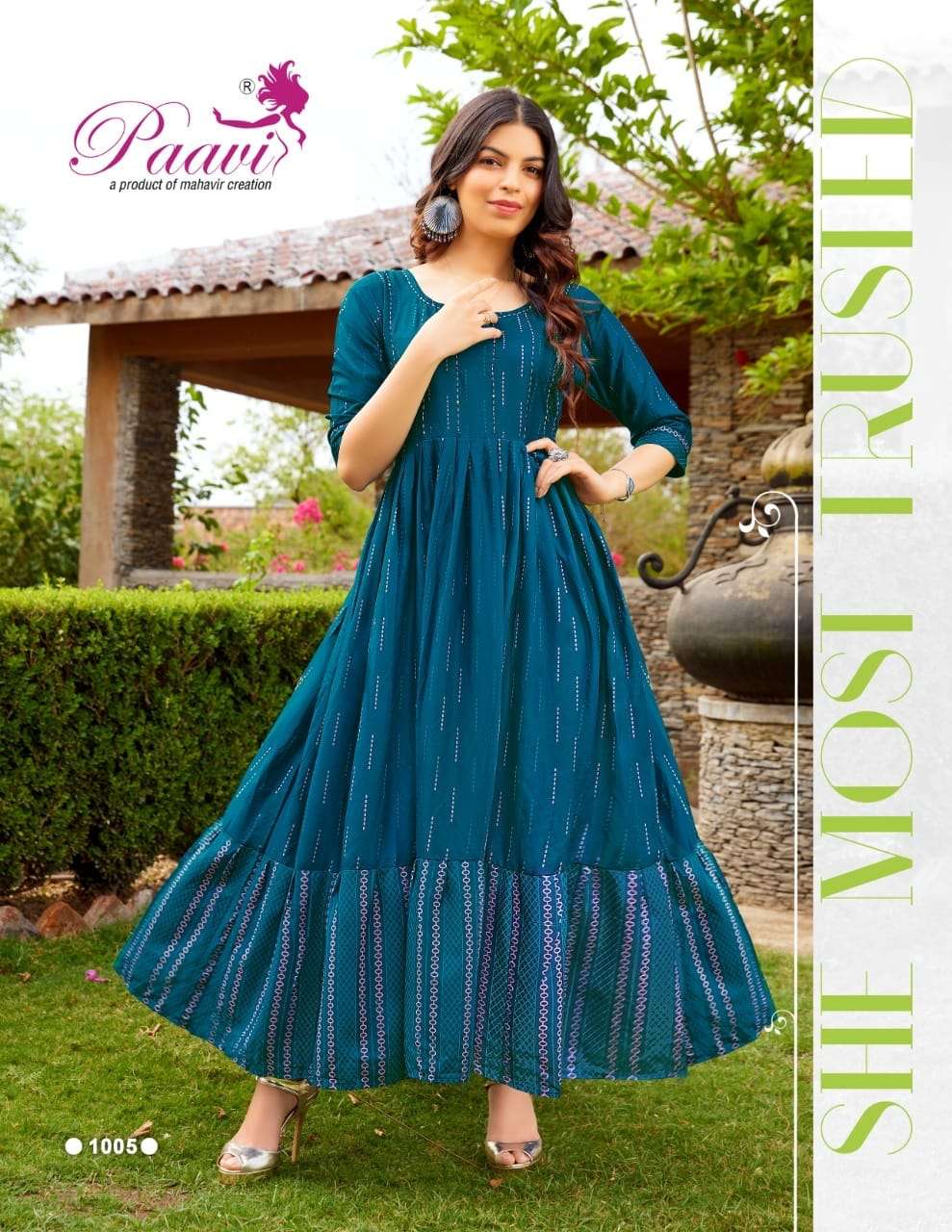 AARADHYA VOL-1 BY PAAVI 1001 TO 1010 SERIES BEAUTIFUL STYLISH FANCY COLORFUL CASUAL WEAR & ETHNIC WEAR HEAVY RAYON GOWNS AT WHOLESALE PRICE