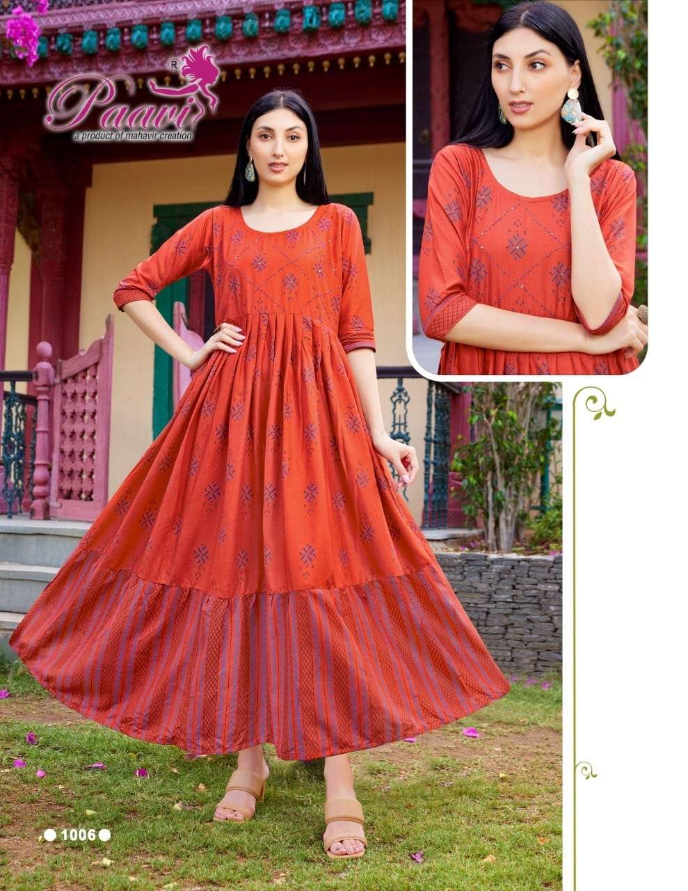 AARADHYA VOL-1 BY PAAVI 1001 TO 1010 SERIES BEAUTIFUL STYLISH FANCY COLORFUL CASUAL WEAR & ETHNIC WEAR HEAVY RAYON GOWNS AT WHOLESALE PRICE