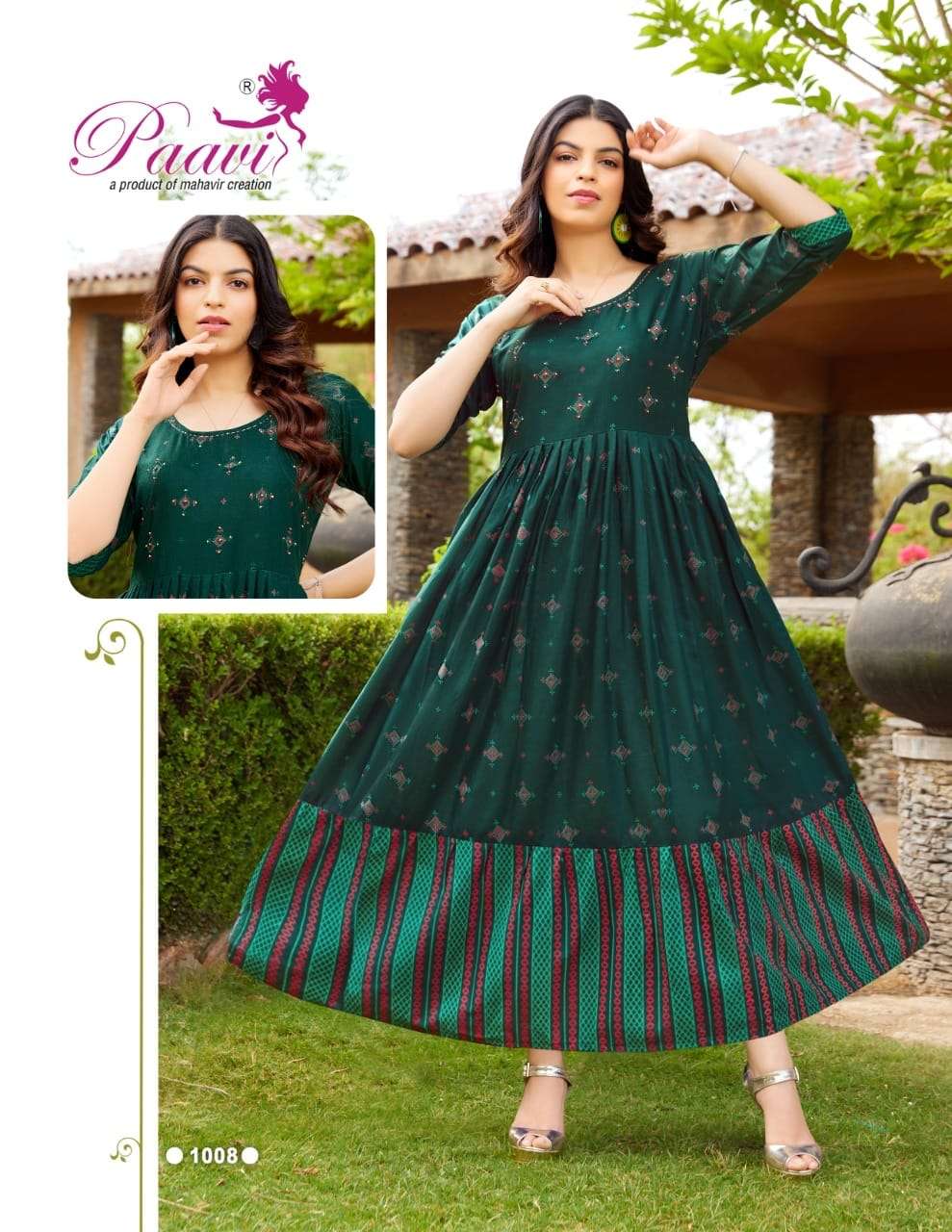AARADHYA VOL-1 BY PAAVI 1001 TO 1010 SERIES BEAUTIFUL STYLISH FANCY COLORFUL CASUAL WEAR & ETHNIC WEAR HEAVY RAYON GOWNS AT WHOLESALE PRICE